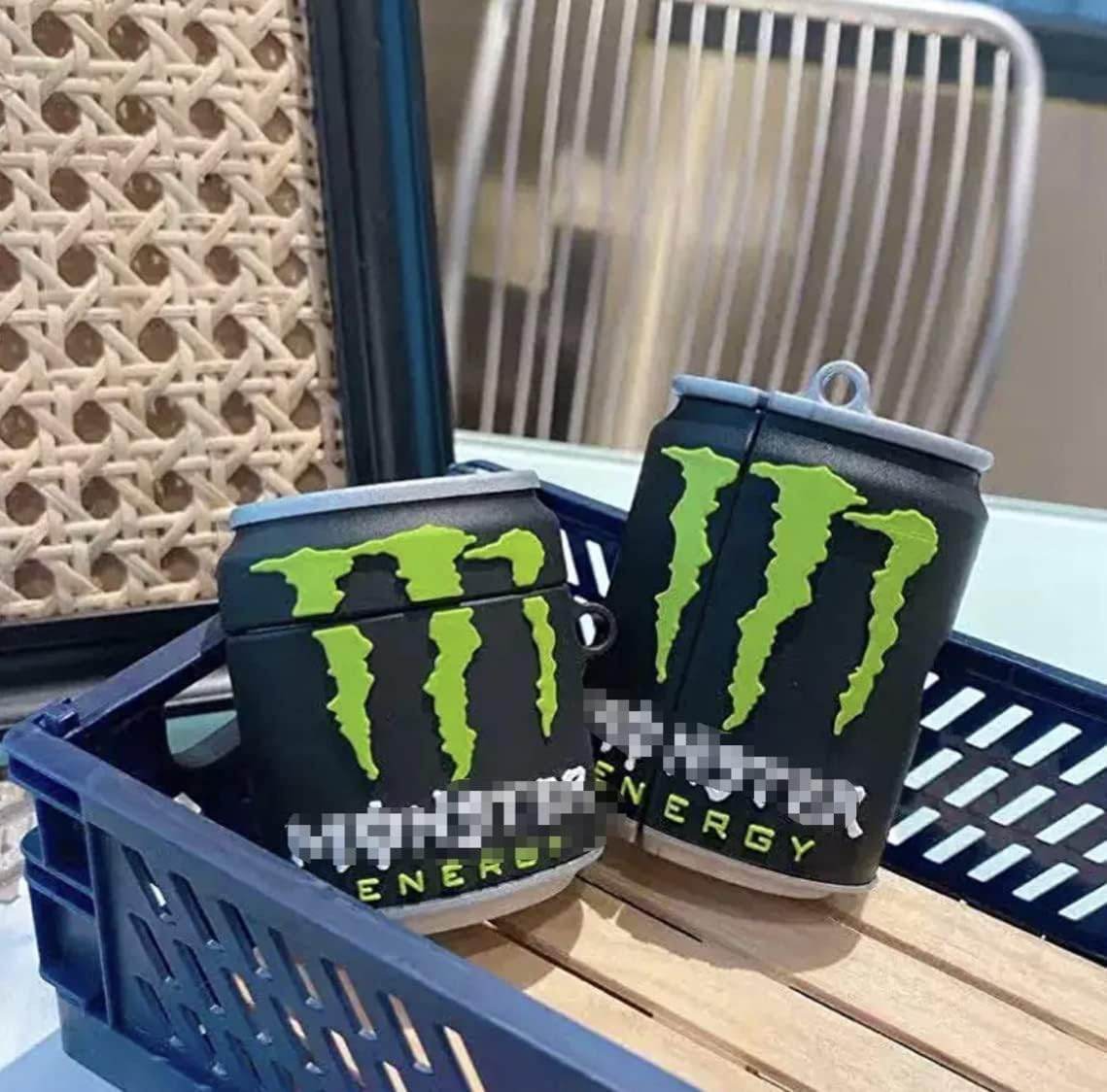 Airpod's Pro Cute Silicone Protective Monster Energy Case - Black Green - Guleel