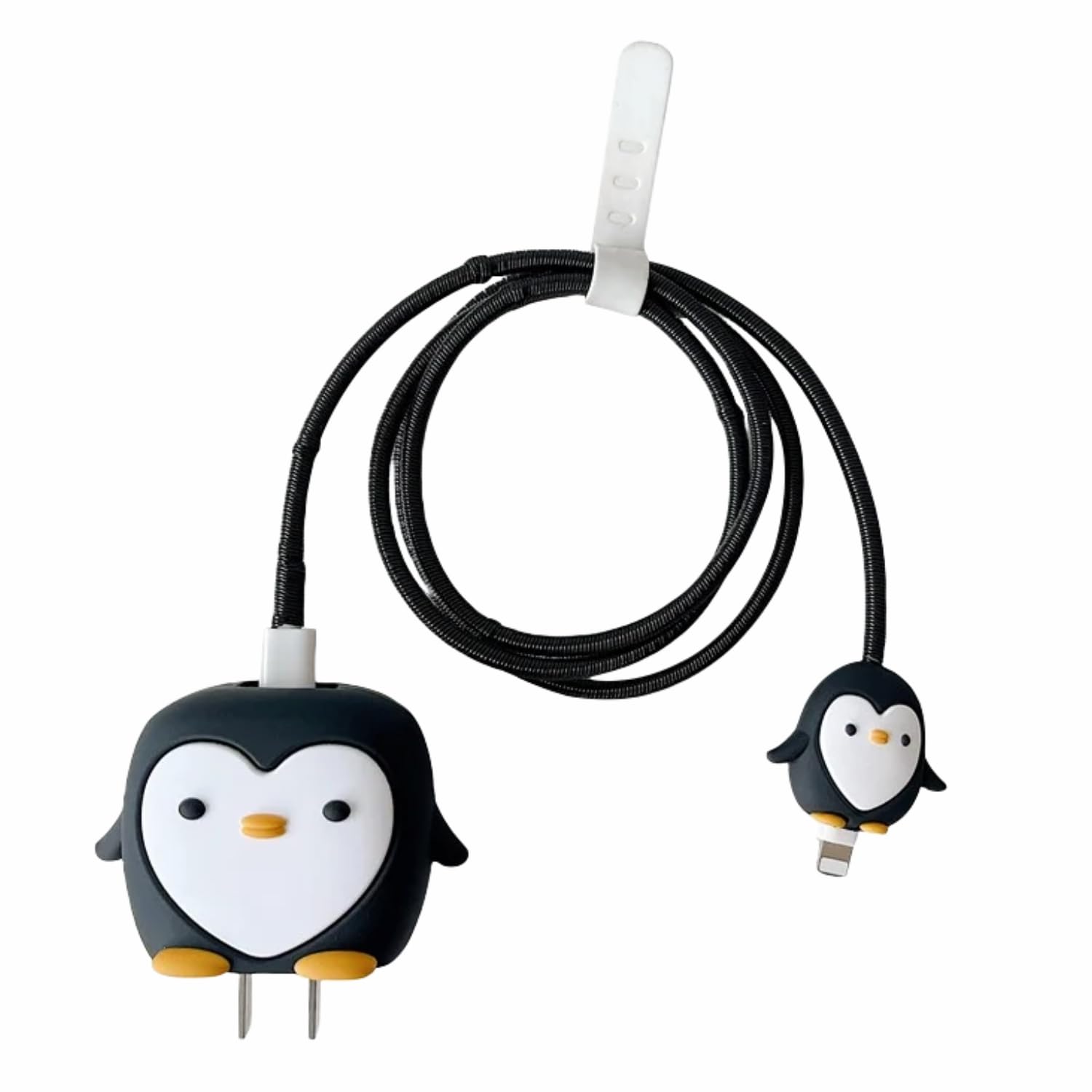 Silicone Cartoon iPhone Charger Case Cover for 18-20W Chargers -  Penguin Black