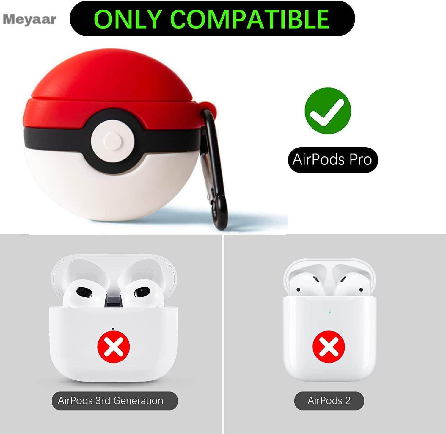 Airpod's Pro Cute Cartoon Pokemon Silicone Case - Red - Guleel