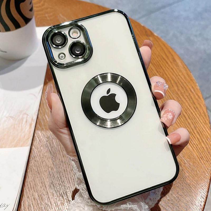 iPhone 15 Plus Premium Transparent Silicon Back Case Cover - Black - Guleel