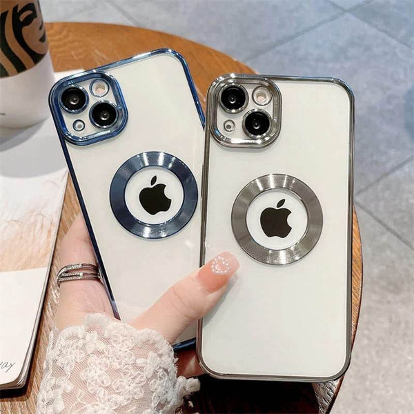 iPhone 15 Plus Premium Transparent Silicon Back Case Cover - Silver - Guleel