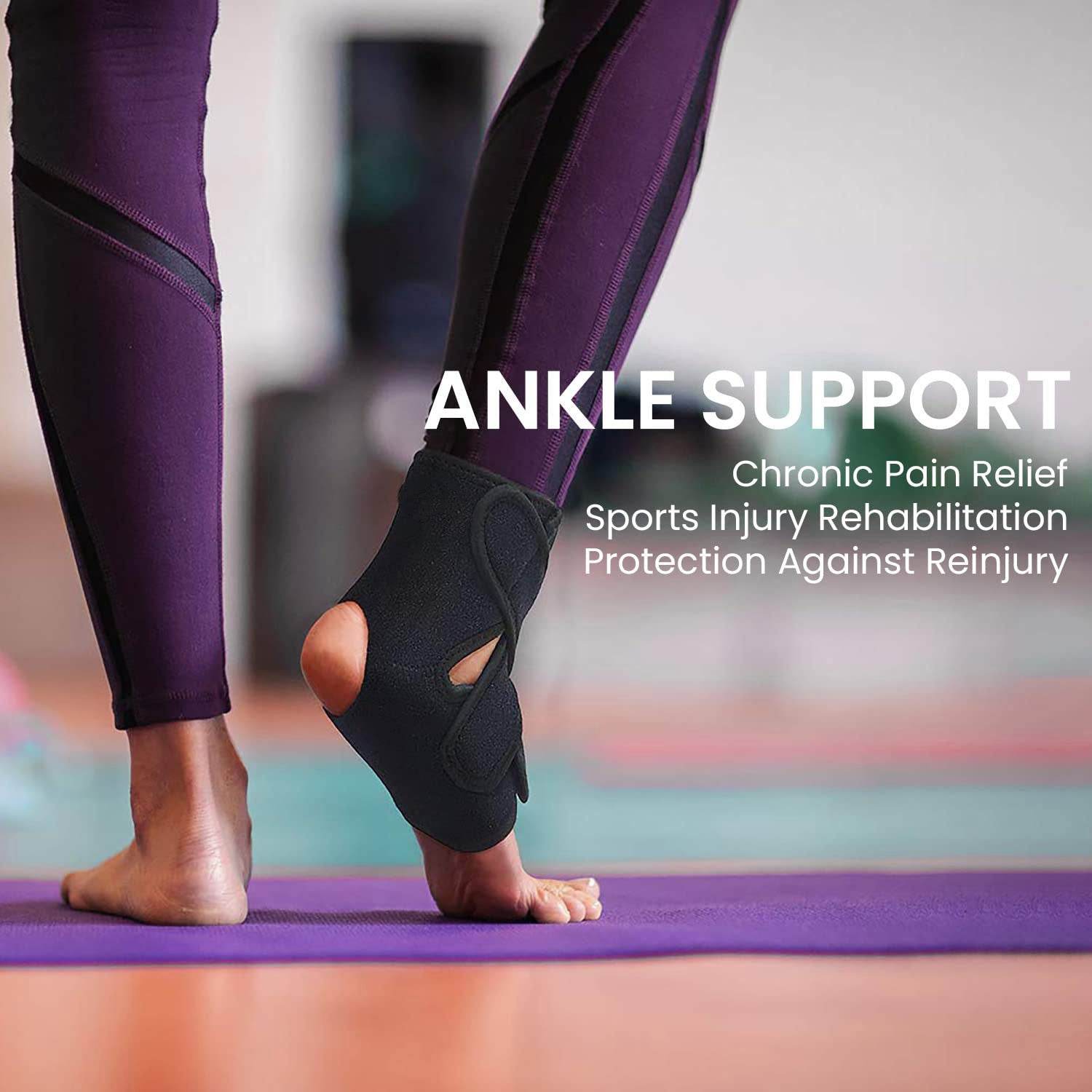 Premium Ankle Support Compression Brace For Injuries, Ankle Protection Guard Helpful In Pain Relief And Recovery. Ankle Band For Men & Women Neoprene Black - 1Pcs, Free Size - Guleel