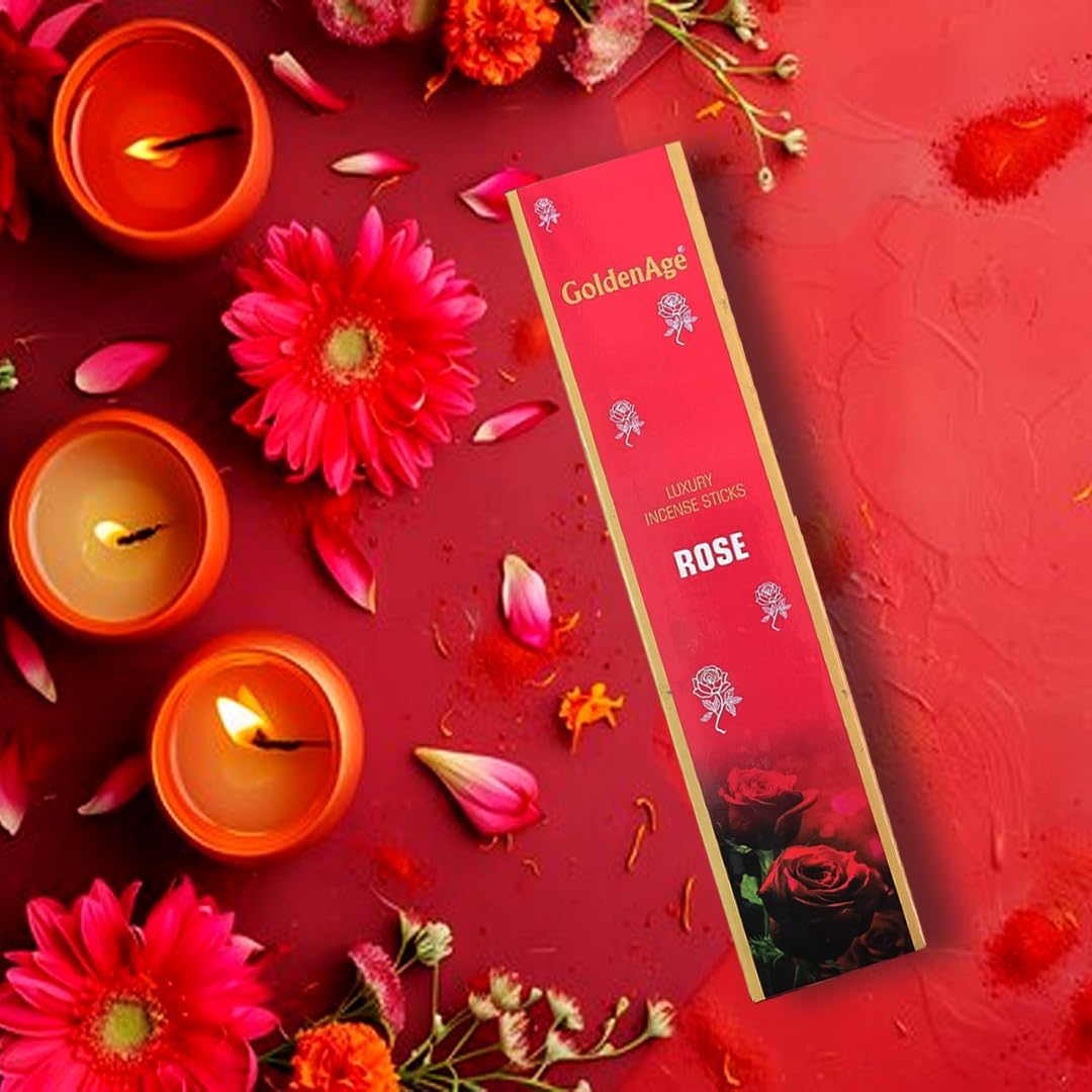 Luxury Incense Natural Floral Incense Sticks (Pack of 1) I Fragrances - Rose I 100% Organic Agarbatti