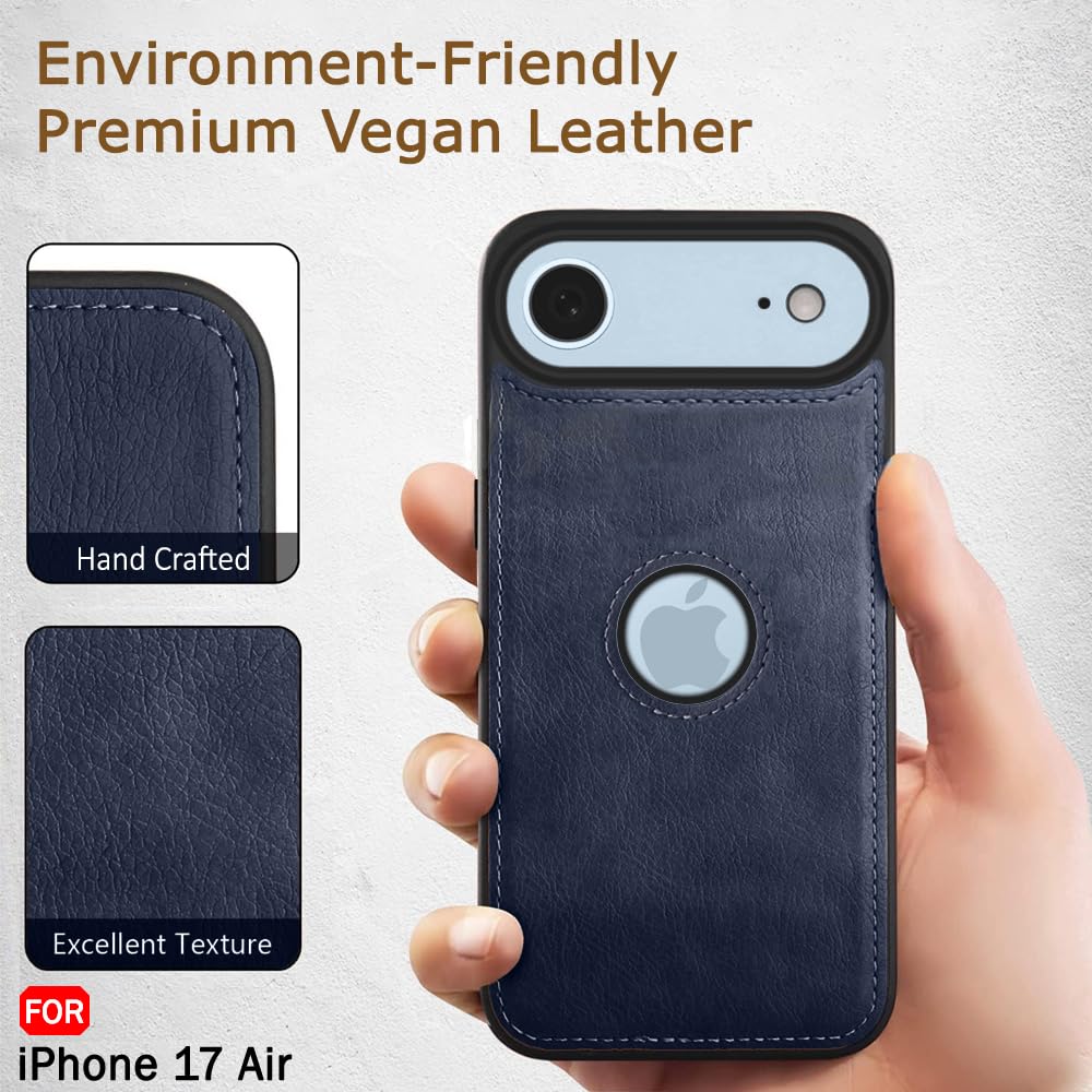 iPhone 17 Air Premium Leather Logo Cut Back Cover -Blue