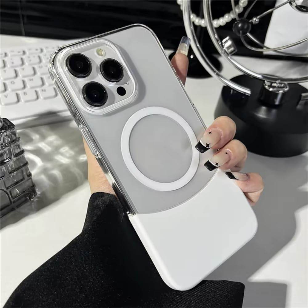 Magnetic MagSafe Transparent 2 in 1 Design Case - White - Guleel