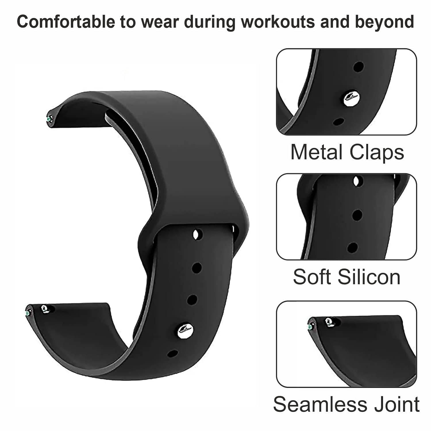 Silicon Sports Band Compatible With Apple Watch Straps Series SE | 8 | 7 | 6 | 5 | 4 | 3 | 2 | 1 - Guleel