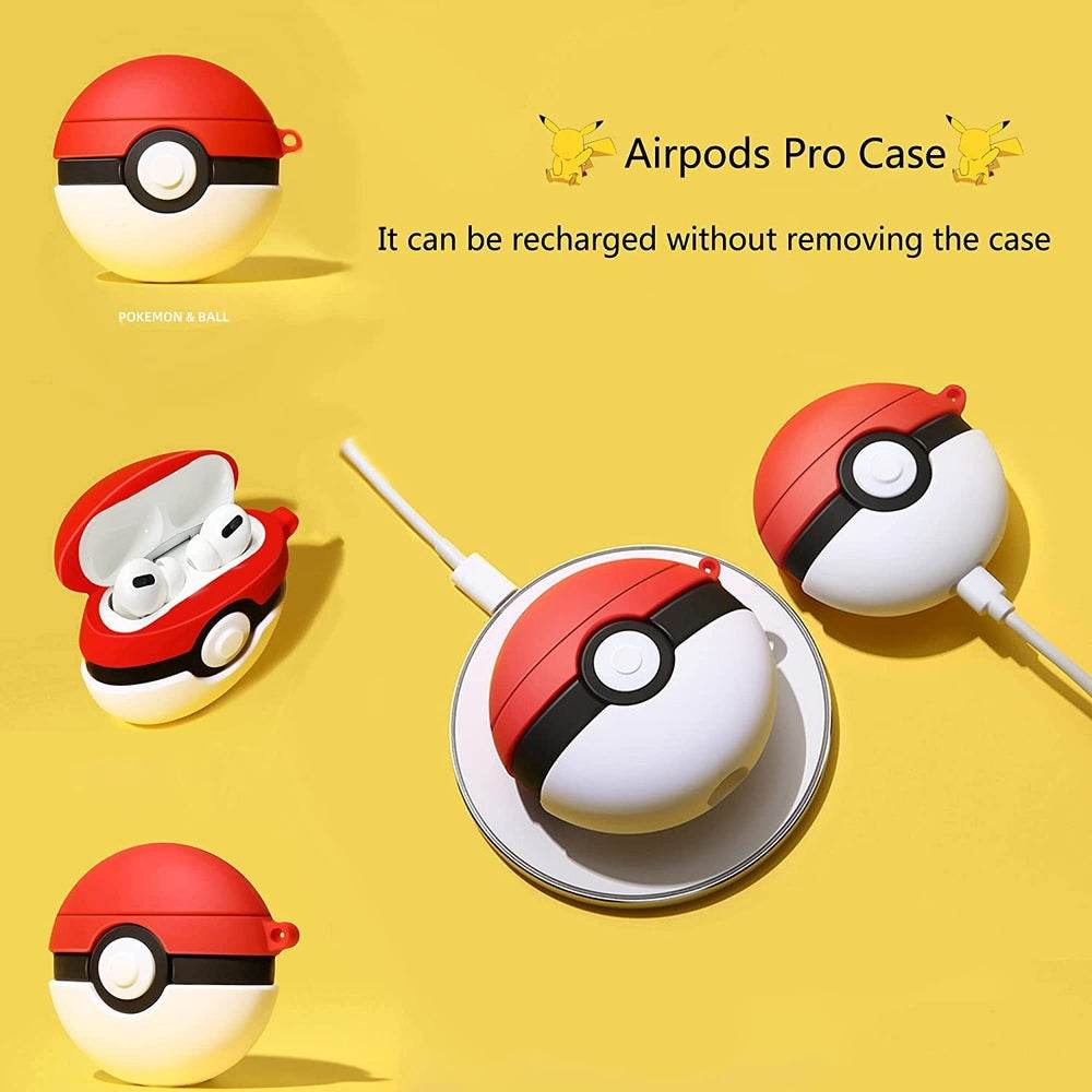 Airpod's Pro 2 Cute Pokemon Cartoon Silicone Case - Red White - Guleel