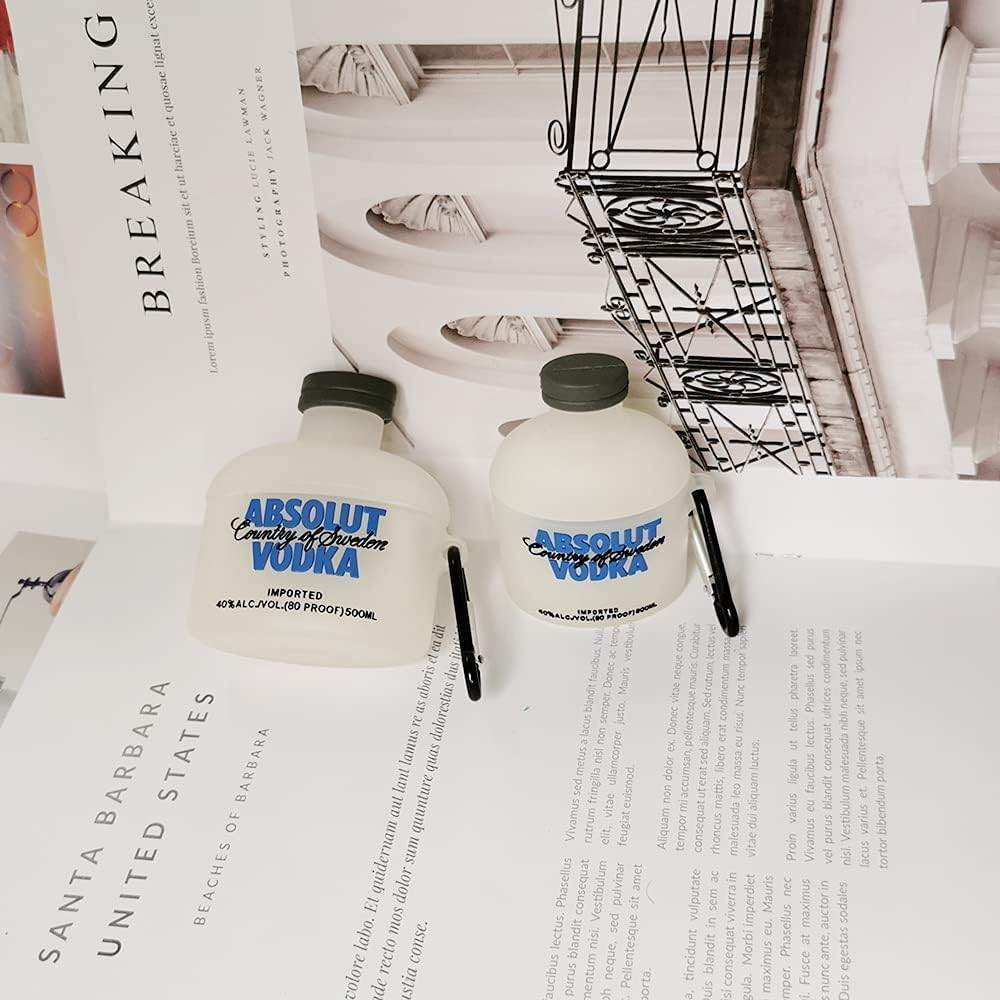 Airpod's Pro Cute Silicone Protective Cartoon Absolut Vodka Case - White - Guleel