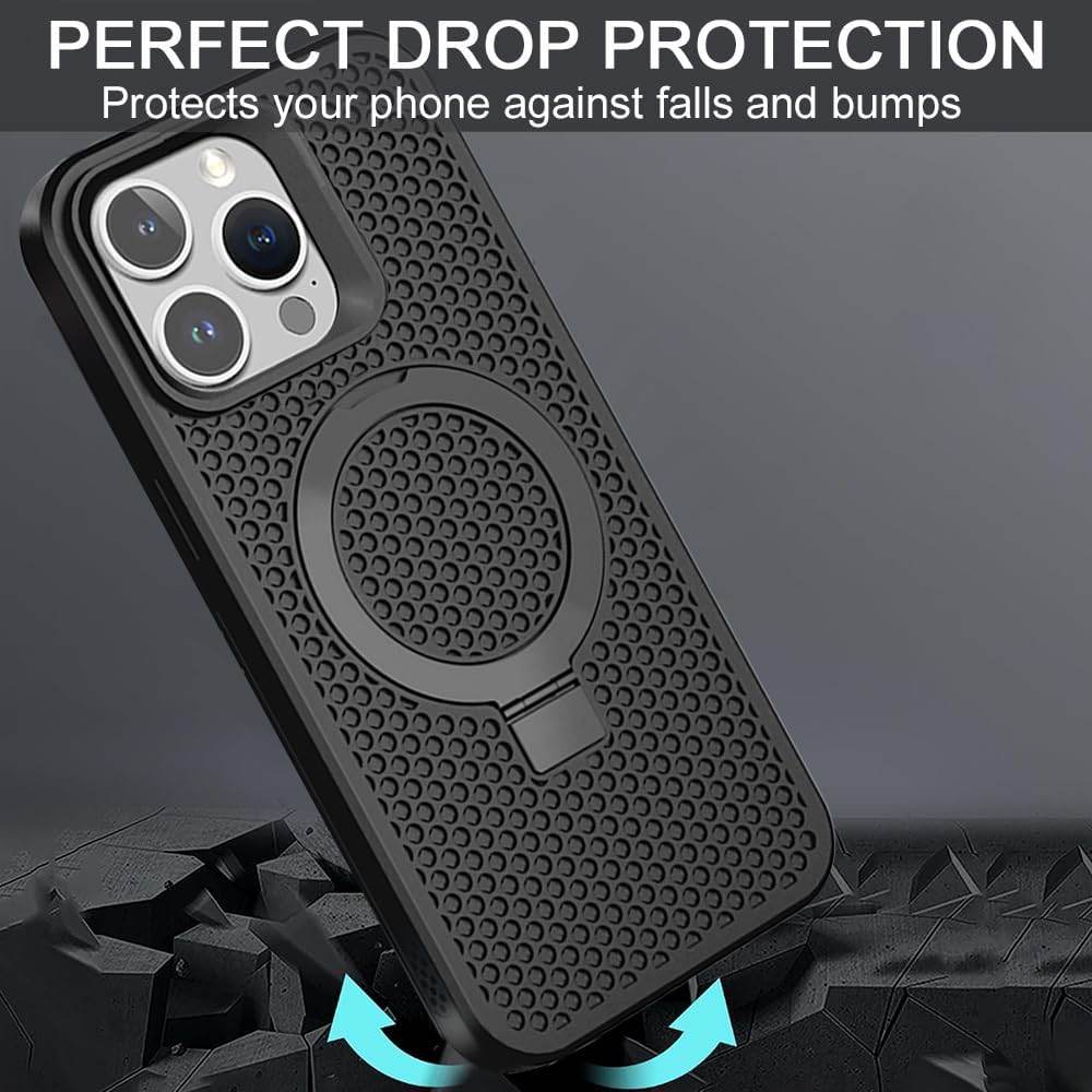 Premium Shockproof Ring Stand Back Case-Black - Guleel