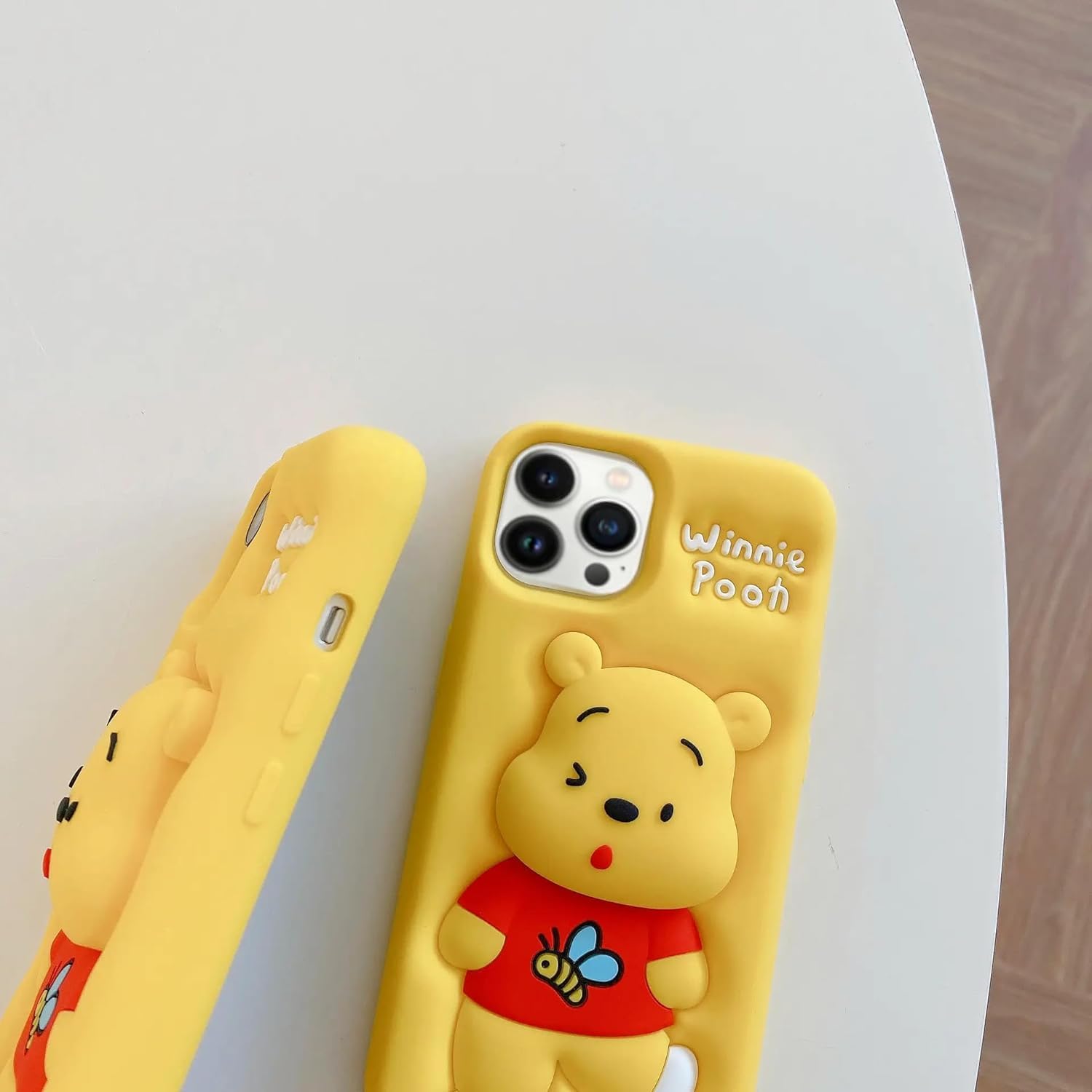 3D Cartoon Winnie the Pooh Yellow Soft Silicone Back Cover - Yellow