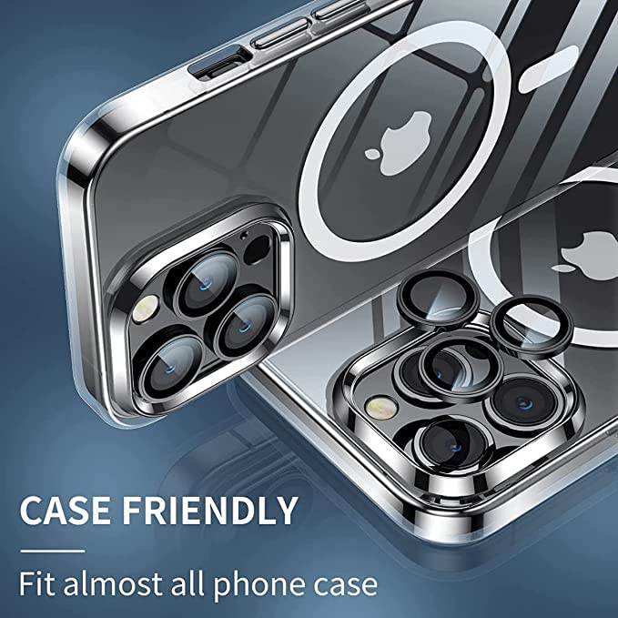 Camera Lens Protector Tempered Glass Film Aluminum Alloy Lens Cover - Black - Guleel