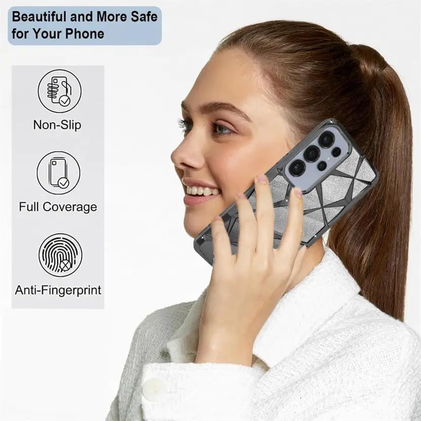 Samsung Galaxy S24 Ultra Gradient Glitter Electroplated 3D Cube, Diamond Back Cover - Black