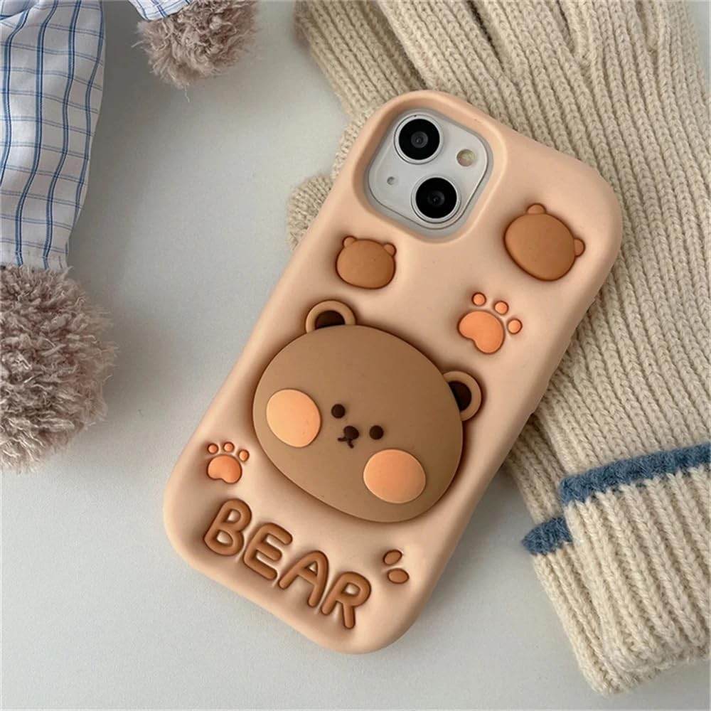 3D Cute Cartoon Teddy Bear Silicone Case - Guleel