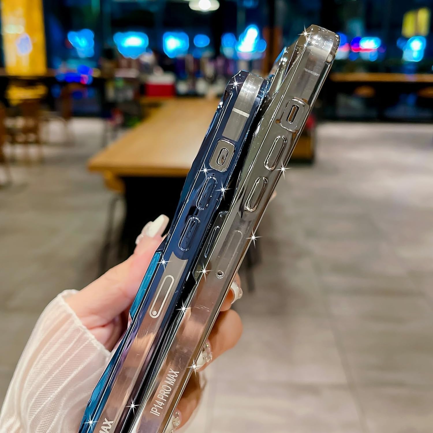 Gradient Glitter Electroplated 3D Cube, Diamond Back Cover - Blue