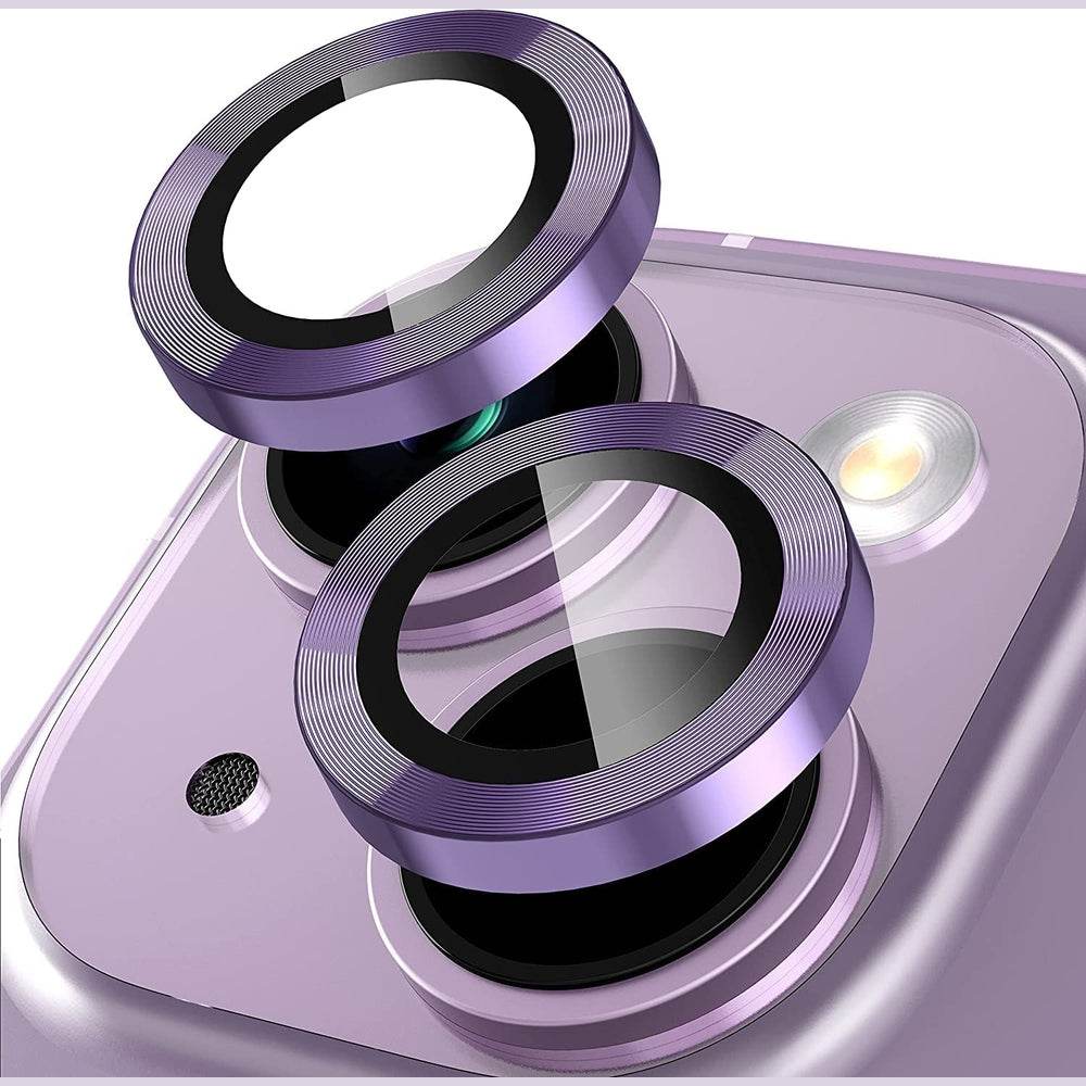 Camera Lens Protector Tempered Glass Film Aluminum Alloy Lens Cover - Purple - Guleel