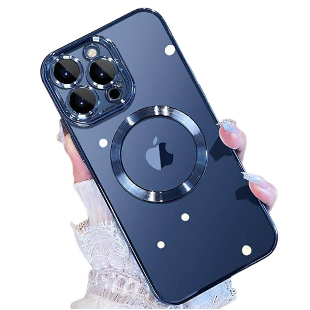 iPhone 15 Pro Max Premium Transparent Silicon Back Case Cover - Blue - Guleel