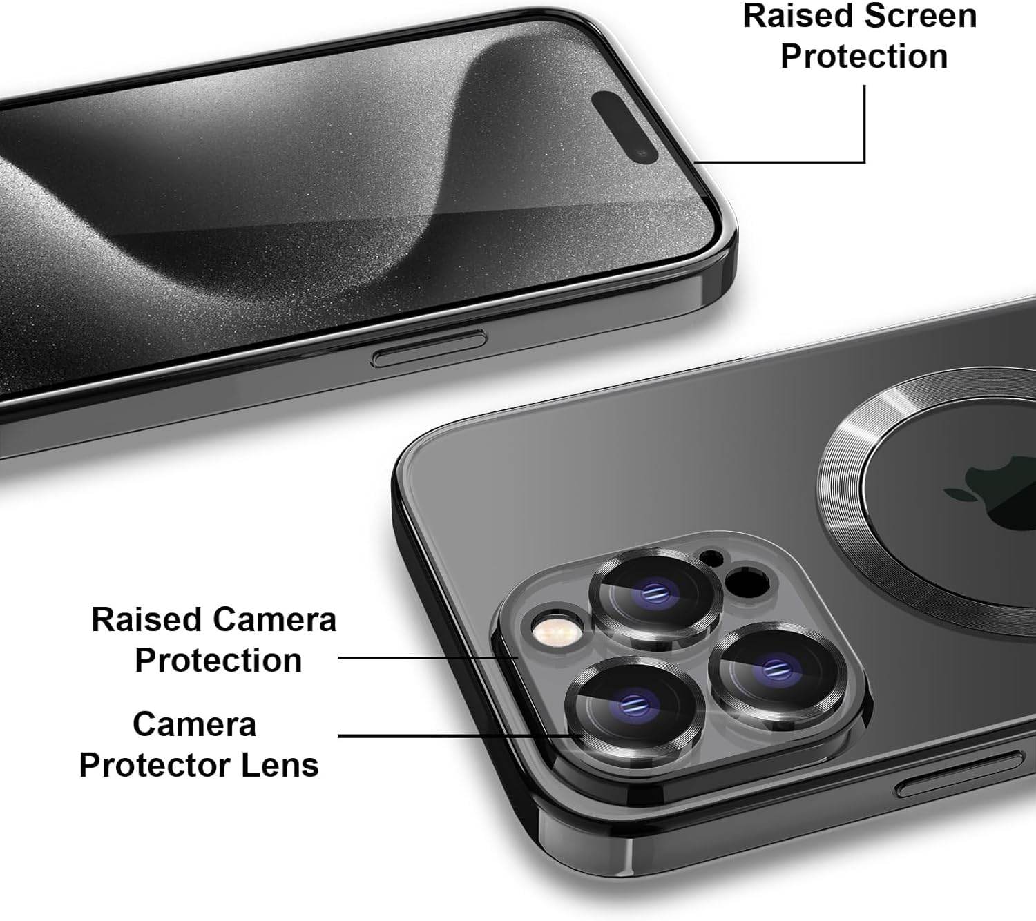 iPhone 15 Pro Max Premium Transparent Silicon Back Case Cover - Black - Guleel