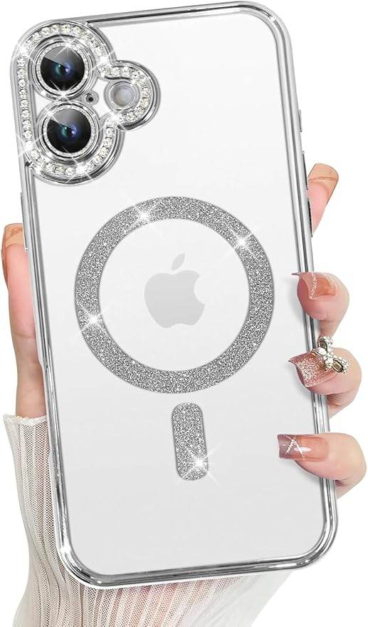 Glitter Transparent Diamond Wireless Charging Magnetic MagSafe Case - Guleel