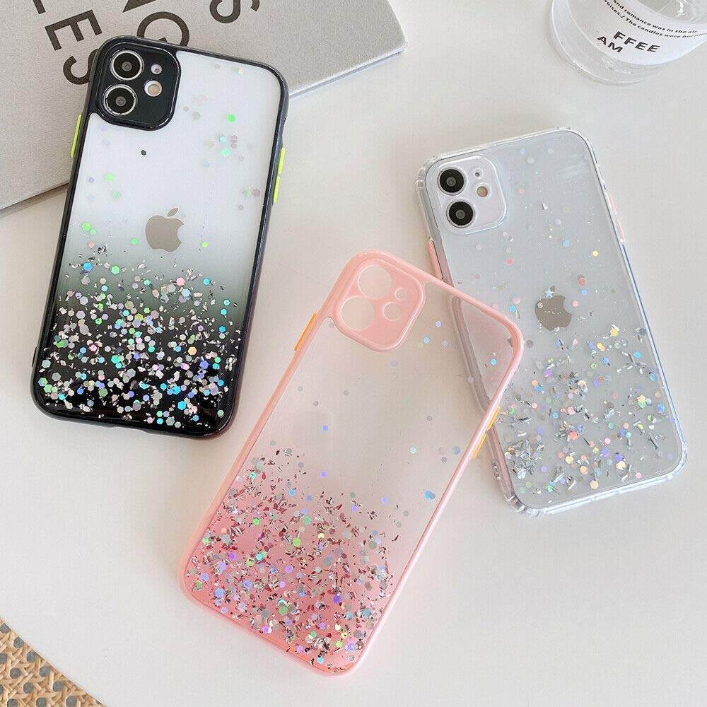 iPhone 12 Premium Glitter Shock Proof Case - Black - Guleel