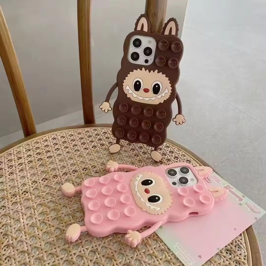 3D Cartoon Labubu Soft Silicone Back Cover - Brown
