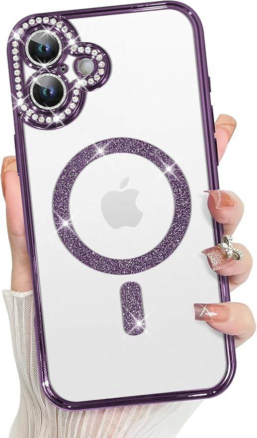 Glitter Transparent Diamond Wireless Charging Magnetic MagSafe Case - Guleel