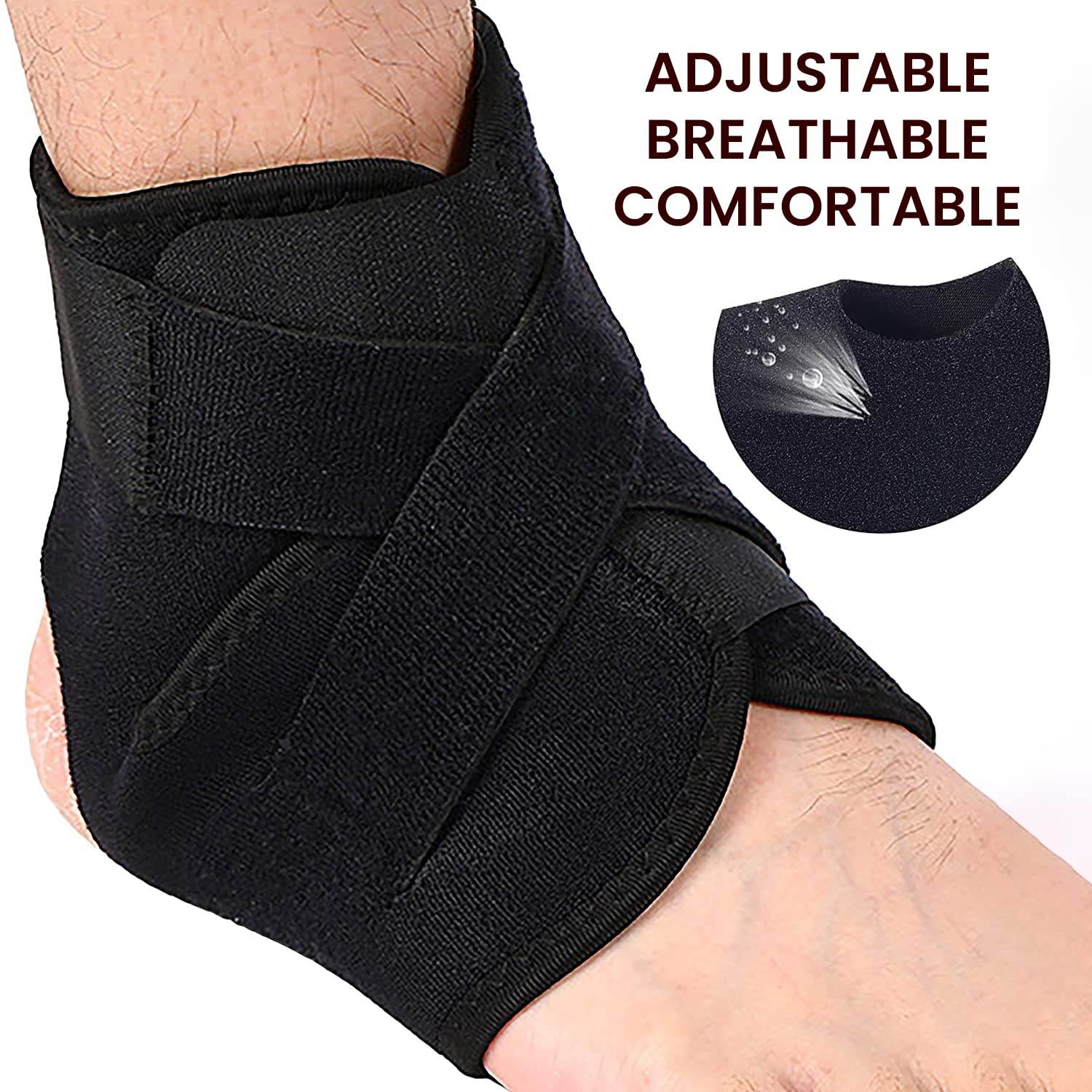 Premium Ankle Support Compression Brace For Injuries, Ankle Protection Guard Helpful In Pain Relief And Recovery. Ankle Band For Men & Women Neoprene Black - 1Pcs, Free Size - Guleel