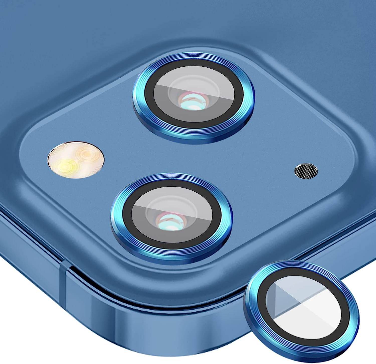 Camera Lens Protector Tempered Glass Film Aluminum Alloy Lens Cover - Blue - Guleel