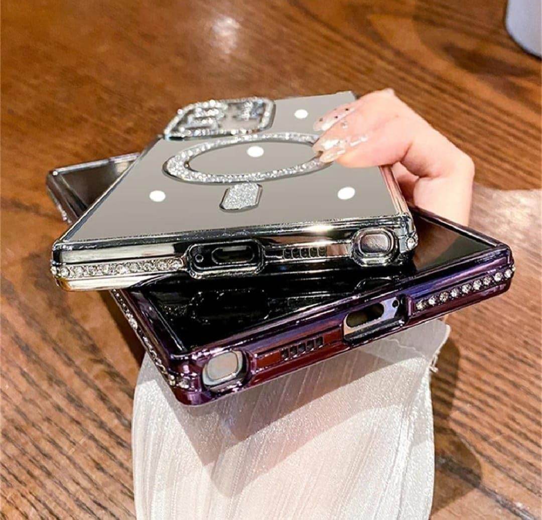 Glitter Camera Protection Magnetic Mag Safe Transparent Case Cover - Blue - Guleel