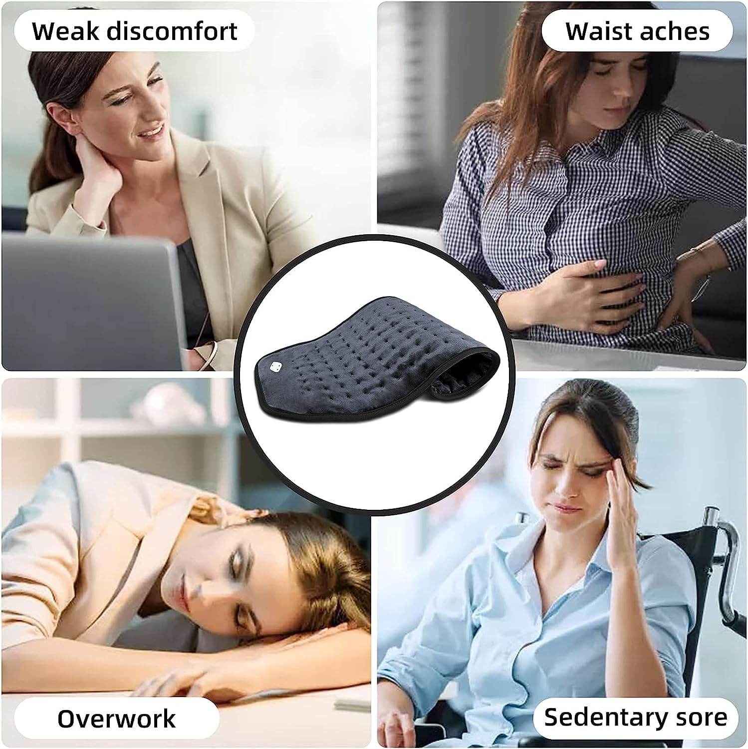 Heating Pad for Muscle Pain & Period Cramps | Electric Heating Towel for Back, Neck, Leg & Shoulder Pain Relief - Guleel