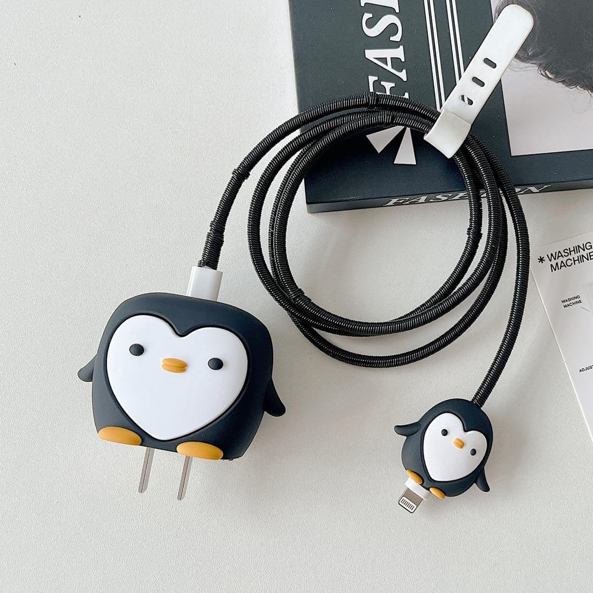 Samsung Cartoon Charger Case Cover for 25W Chargers-Penguin ( With Wire Cover )