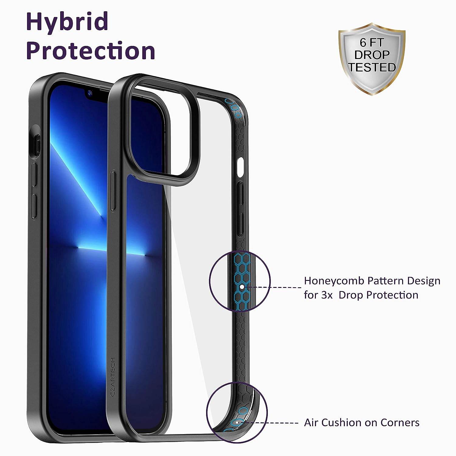 iPhone 13 Pro Premium Hybrid Protective Clear Case - Black - Guleel