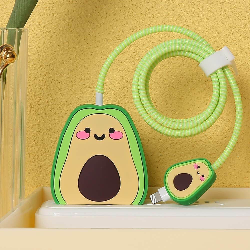 Samsung Cartoon Charger Case Cover for 25W Chargers - Avacado Green (With Wire Cover) - Guleel