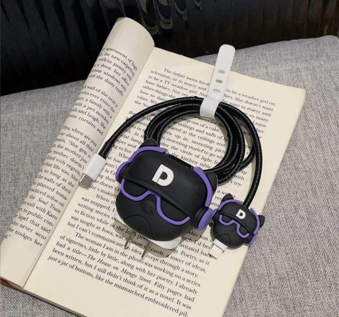 Samsung Cartoon Charger Case Cover for 25W Chargers- Hip Hop Purple (With Wire Cover ) - Guleel