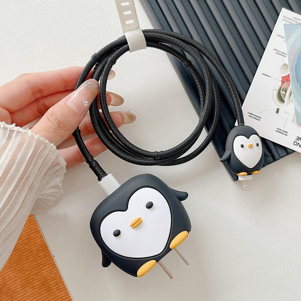 Samsung Cartoon Charger Case Cover for 25W Chargers-Penguin ( With Wire Cover )