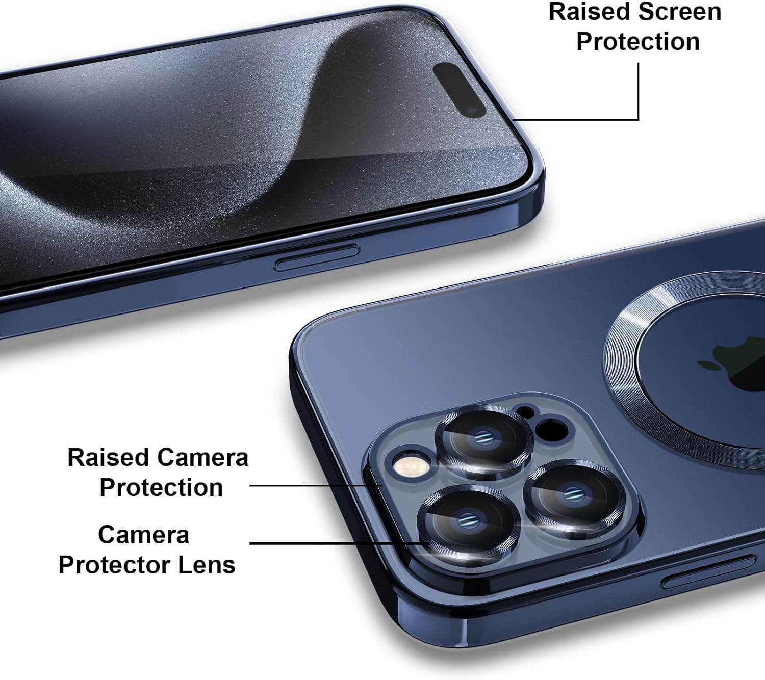 iPhone 15 Pro Max Premium Transparent Silicon Back Case Cover - Blue - Guleel