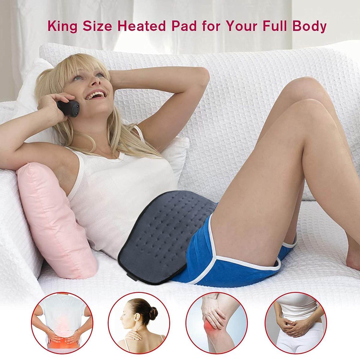 Heating Pad for Muscle Pain & Period Cramps | Electric Heating Towel for Back, Neck, Leg & Shoulder Pain Relief - Guleel
