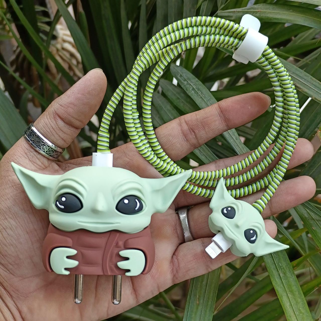 Samsung Cartoon Charger Case Cover for 25W Chargers-Yoda Grogu ( With Wire Cover )