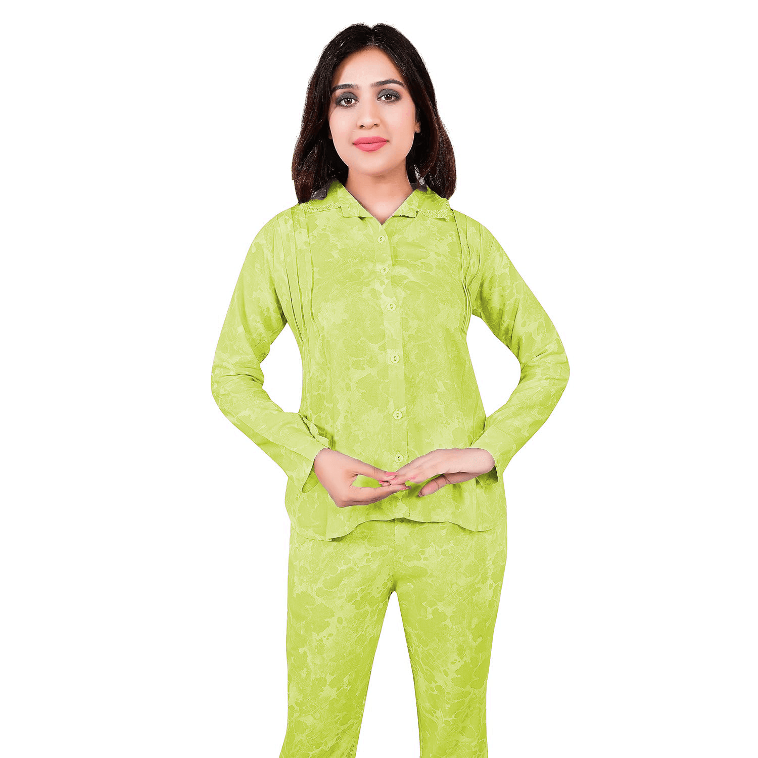 Cotton Co-ord Set Relaxed Fit - Light Green - Guleel