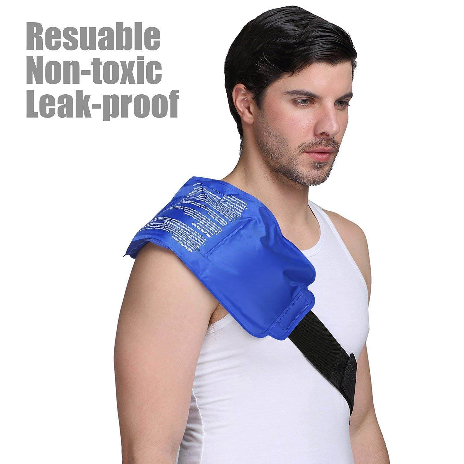 Reusable Hot and Cold Ice Pack for Pain Relief Gel Bag for Shoulder Ankle Knee - Blue - Guleel