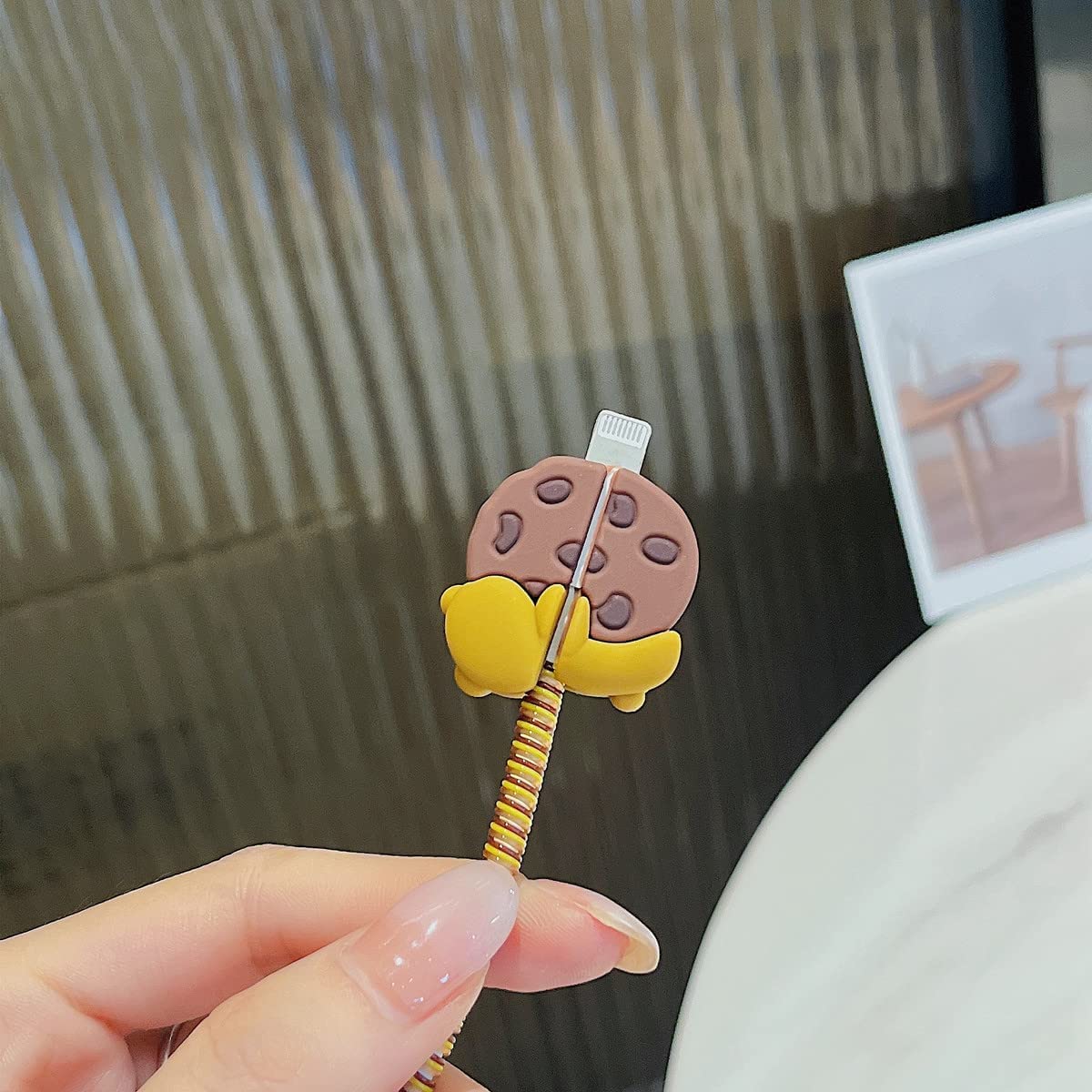 Samsung Cartoon Charger Case Cover for 25W Chargers-Brown Biscuit ( With Wire Cover )