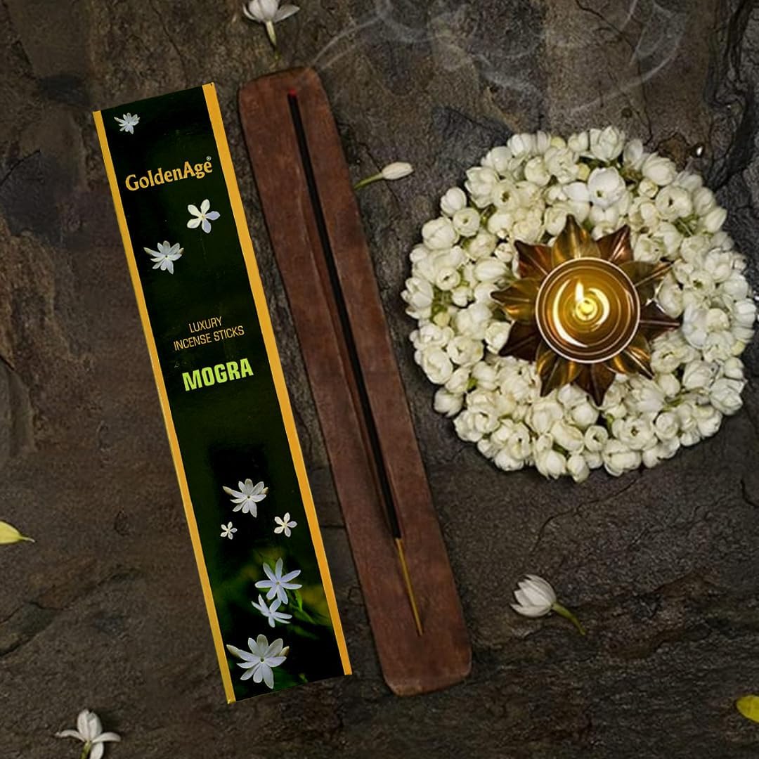 Luxury Incense Natural Floral Incense Sticks (Pack of 1) I Fragrances - Mogra I 100% Organic Agarbatti