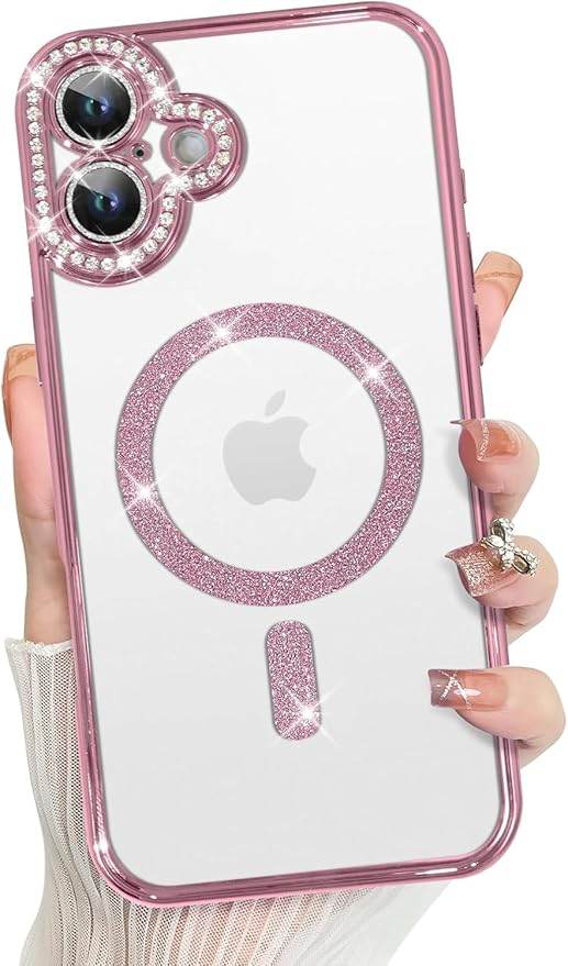 Glitter Transparent Diamond Wireless Charging Magnetic MagSafe Case - Guleel