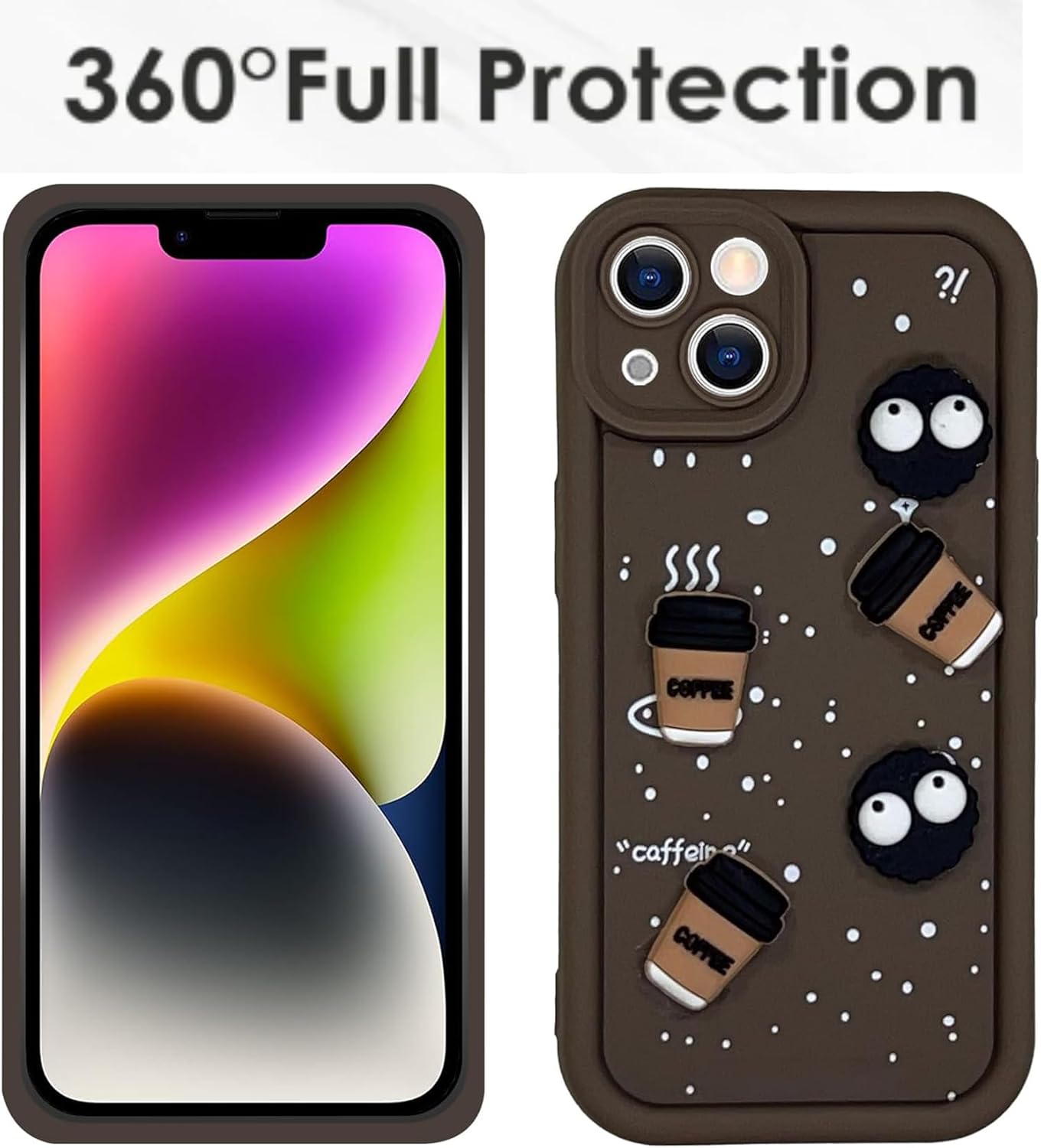 Cute Coffee Silicone Cartoon Back Case Cover - Brown