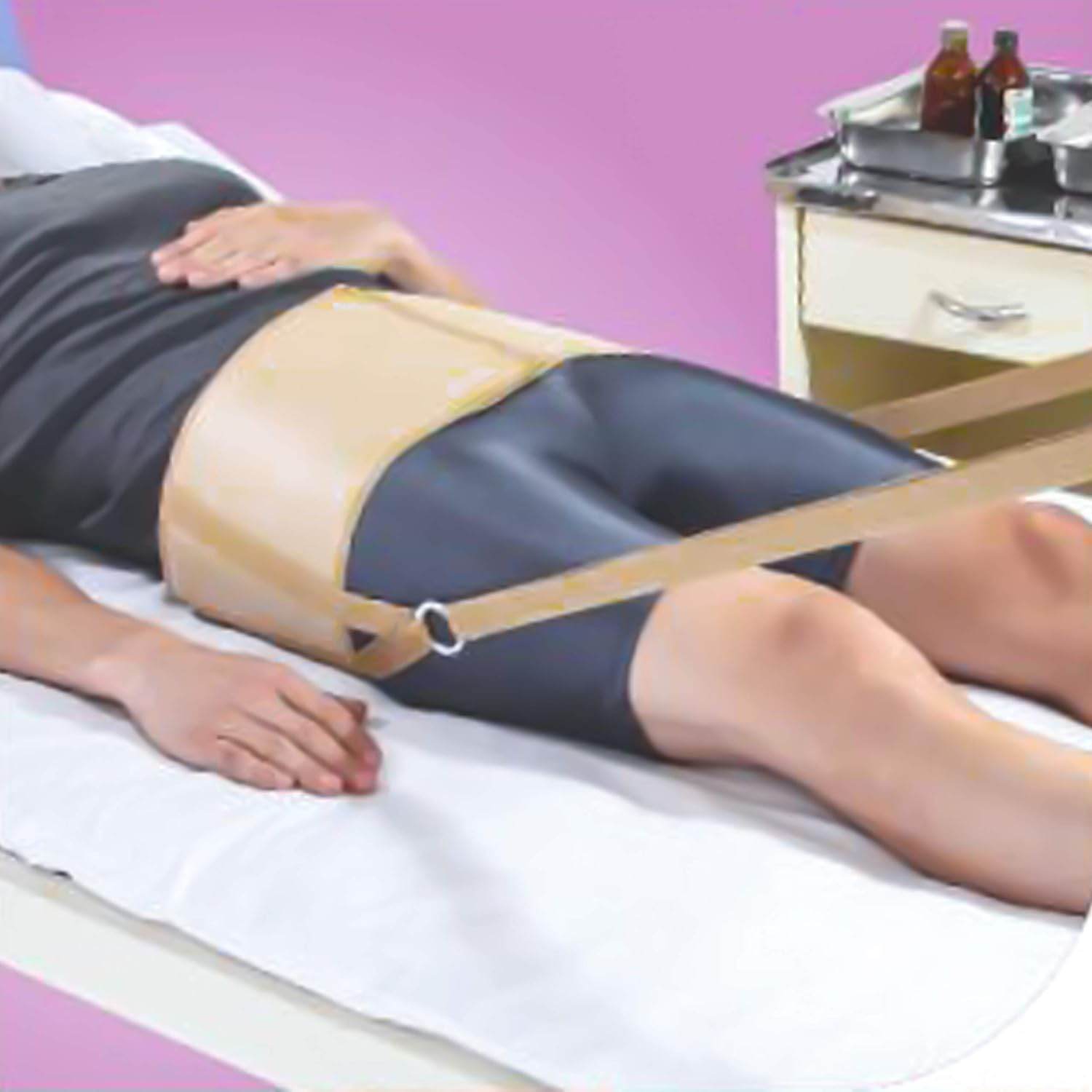 Pelvic Traction Belt for Vertebral fractures, Sciatica, Chronic low back pain, Prolapsed intervebral disc (XXL) - Cream - Guleel