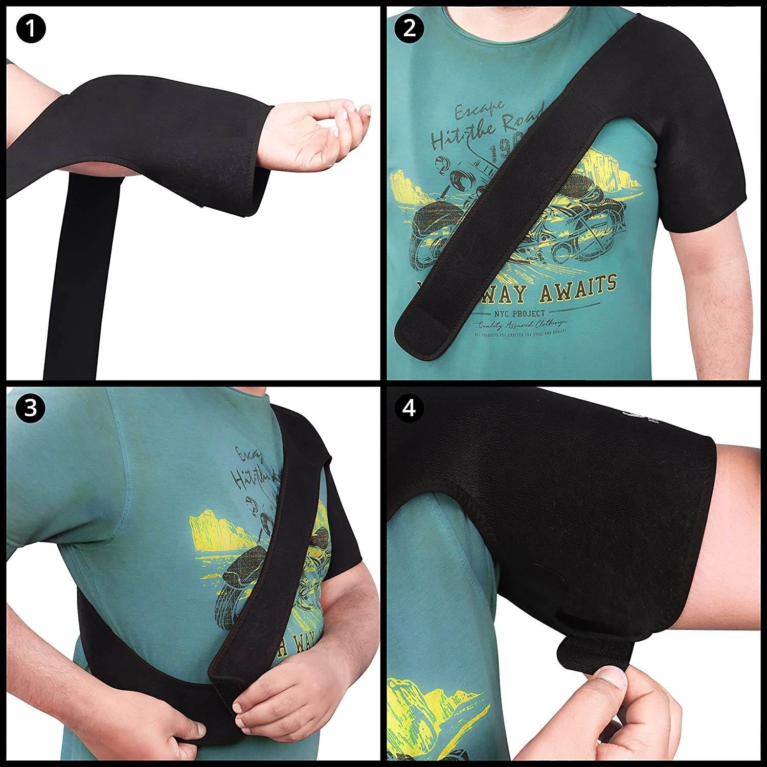 Shoulder Support for Shoulder Pain Relief Sling Support Wrap for Rotator Cuff, Arthritis, Frozen Dislocated Mouse Shoulder Therapy (Black) - Guleel