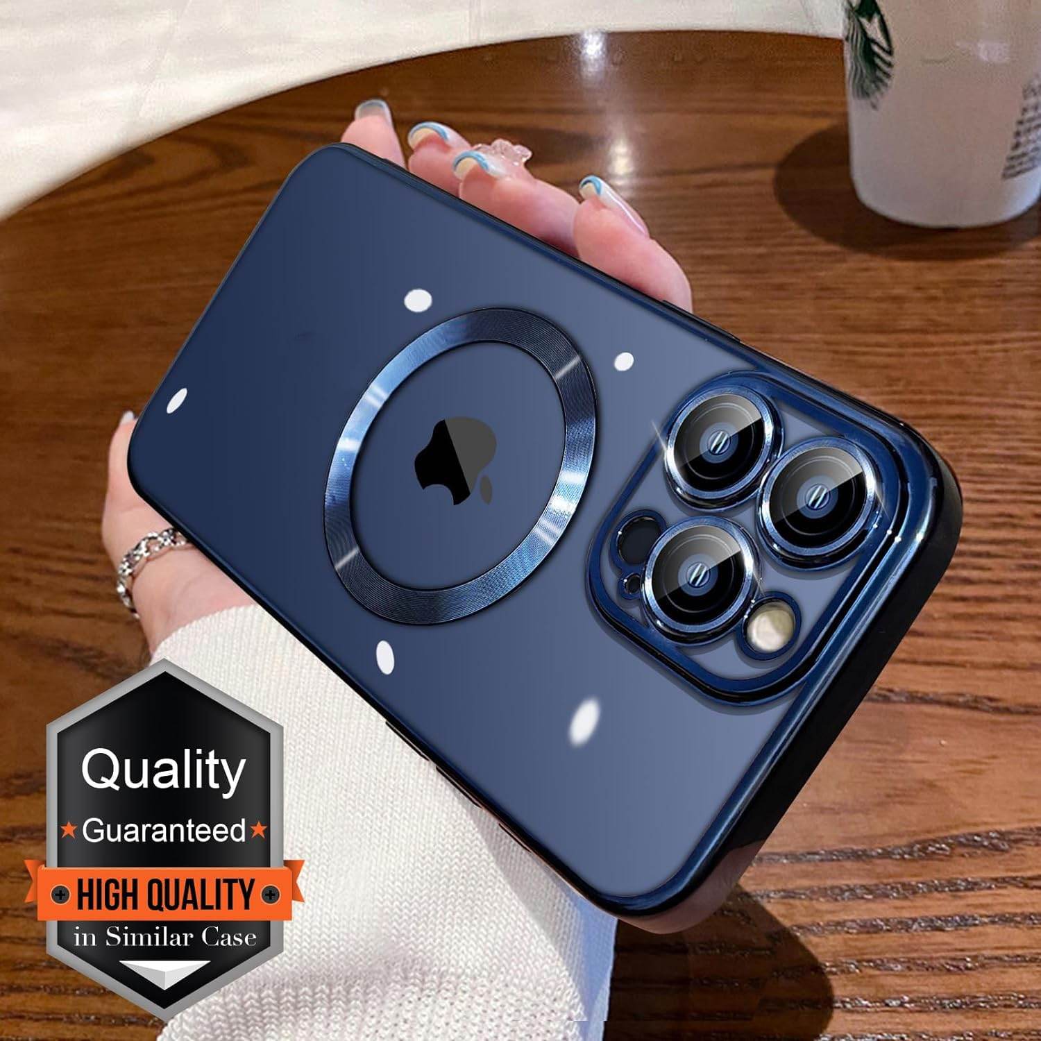 iPhone 15 Pro Max Premium Transparent Silicon Back Case Cover - Blue - Guleel