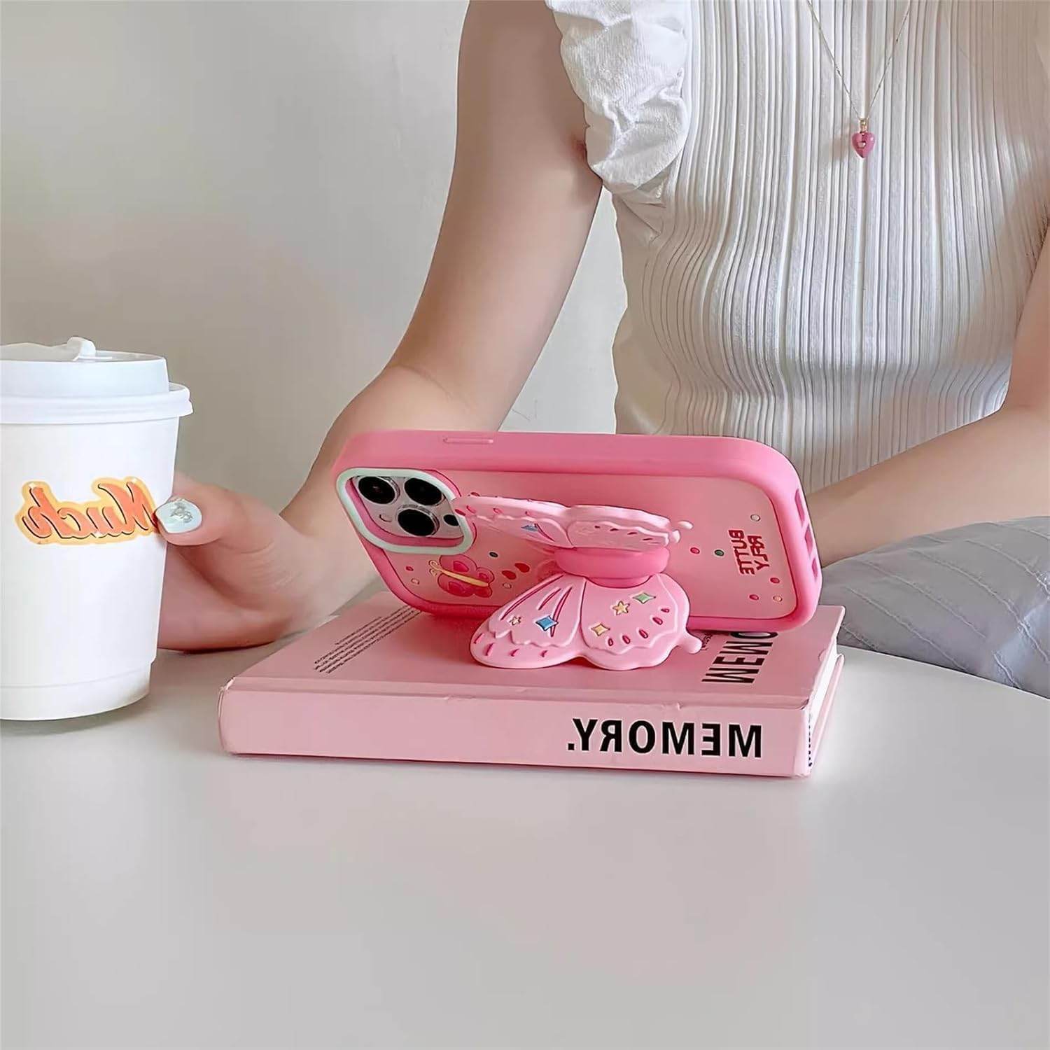 Cute Soft Silicone 3D Butterfly Wings Kickstand Case - Purple - Guleel