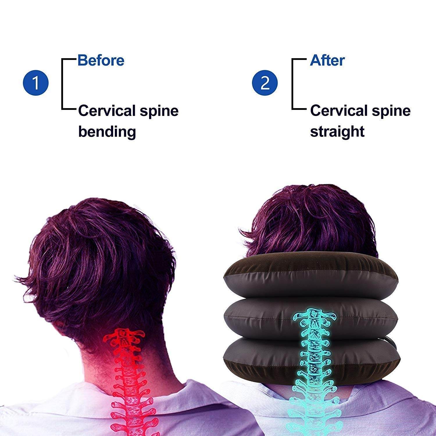 Cervical Neck Traction Air Bag With 3 Layer Inflatable Pillow For Neck Support And Relaxation - Guleel