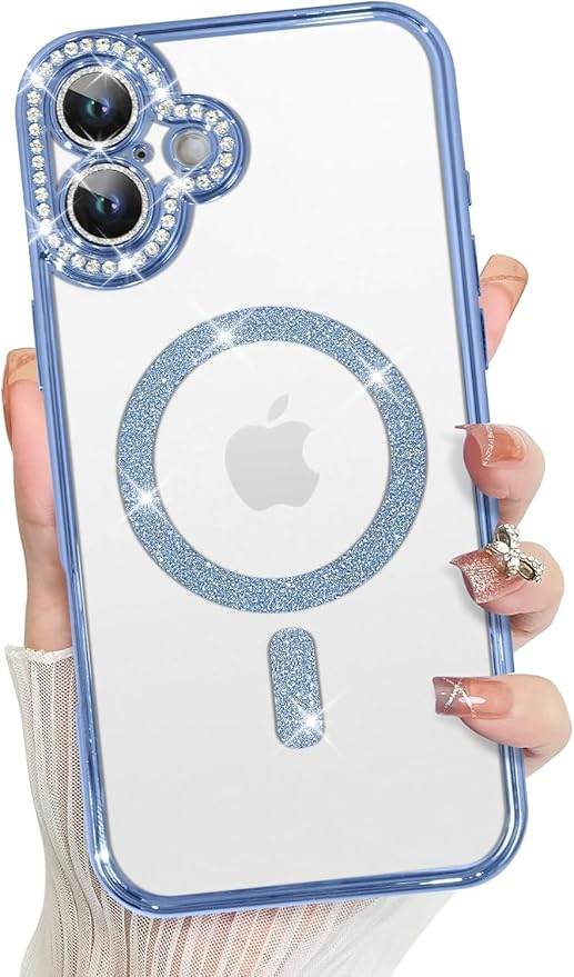 Glitter Transparent Diamond Wireless Charging Magnetic MagSafe Case - Guleel