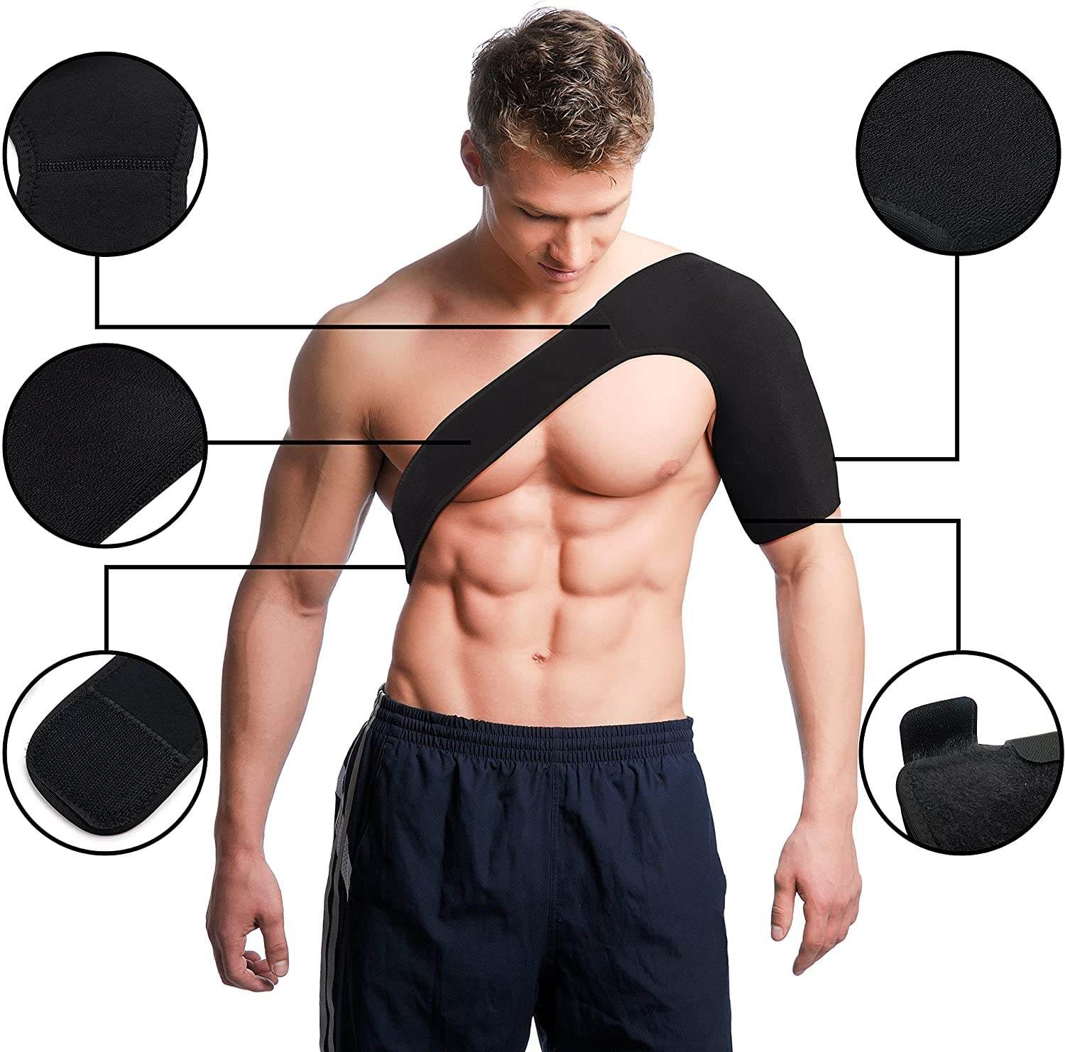 Shoulder Support for Shoulder Pain Relief Sling Support Wrap for Rotator Cuff, Arthritis, Frozen Dislocated Mouse Shoulder Therapy (Black) - Guleel